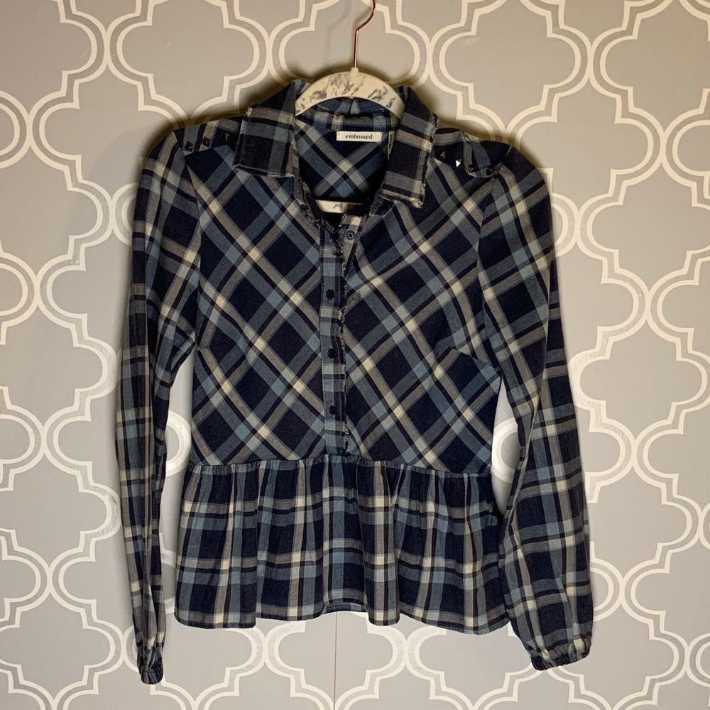 Embossed flannel studded shirt